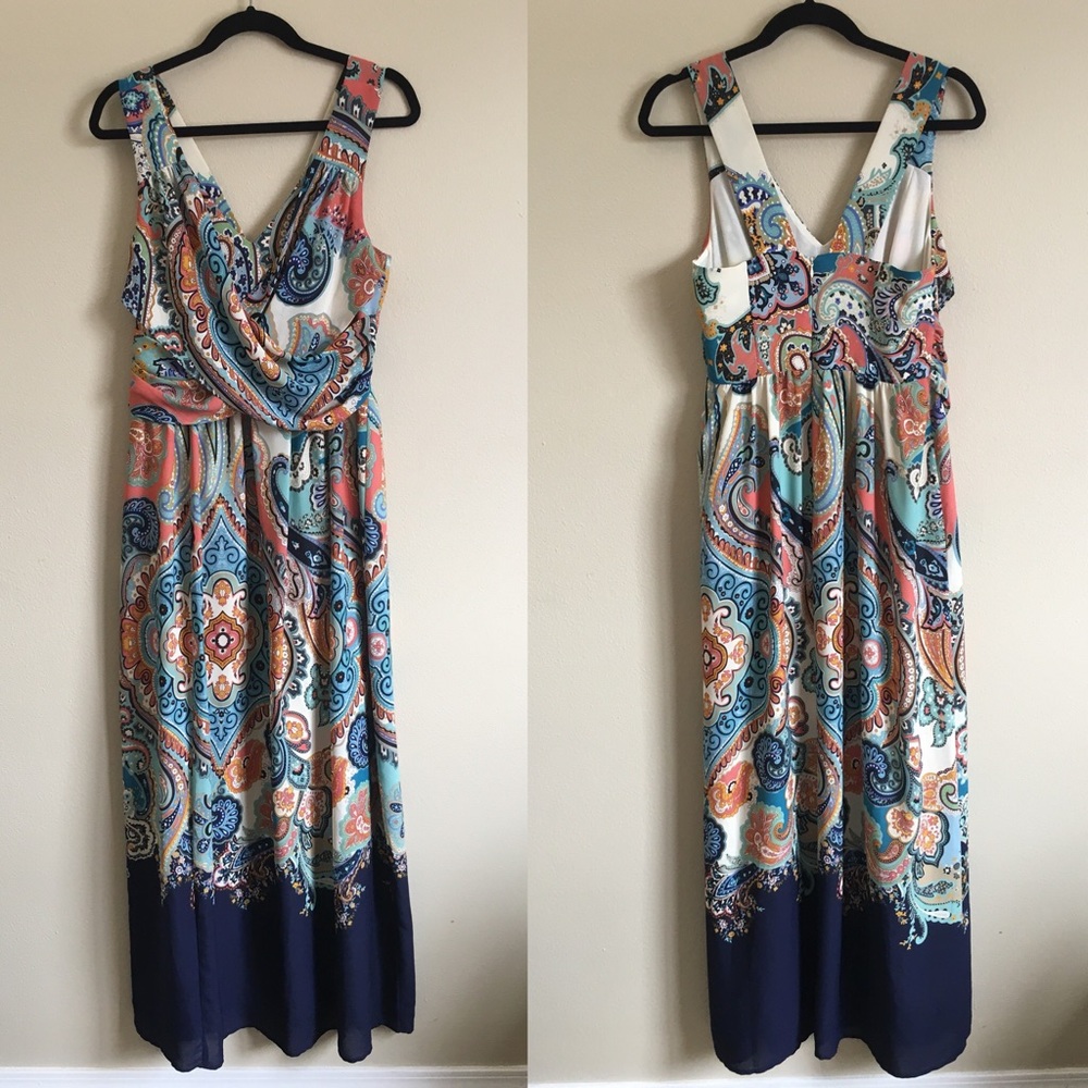 Anthro Maeve Vizcaya Maxi Dress Paisley Blue 8